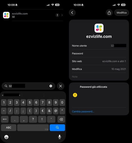 Controllare gestore password iOS
