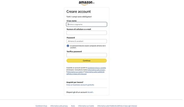 Come registrarsi su Amazon
