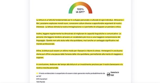 Altri siti per capire se un testo &egrave; fatto con AI