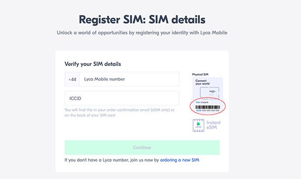 Registrazione SIM Lyca Mobile UK