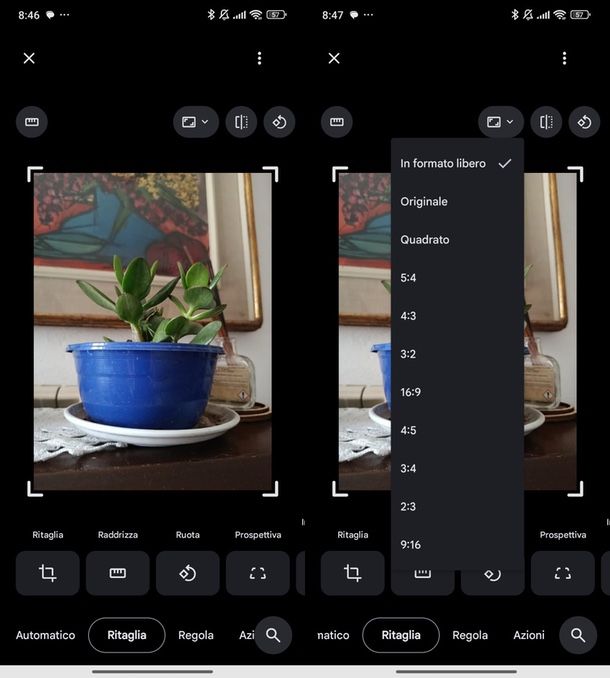ridimensionare con Google Foto