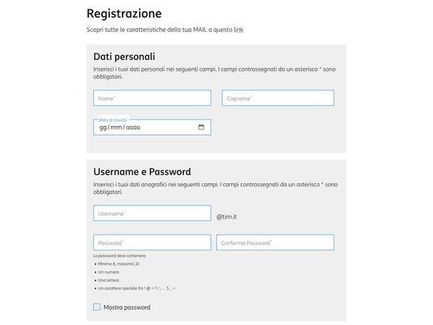 Creare email Alice sito Web