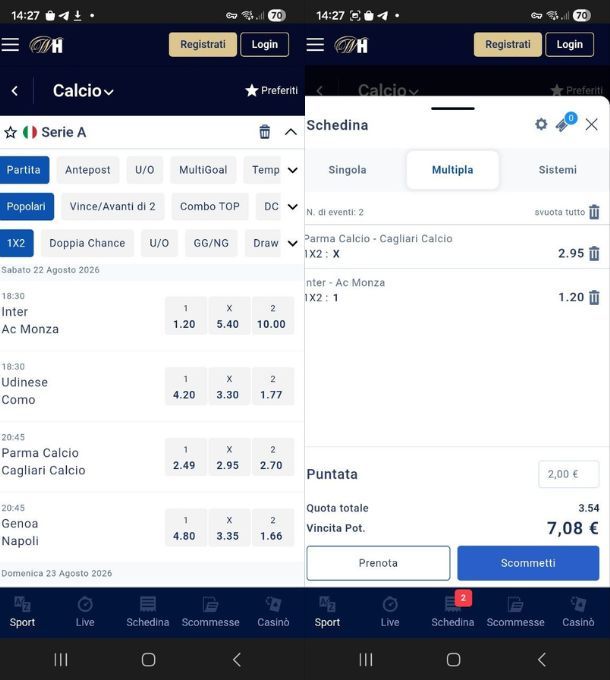 App per scommesse calcio