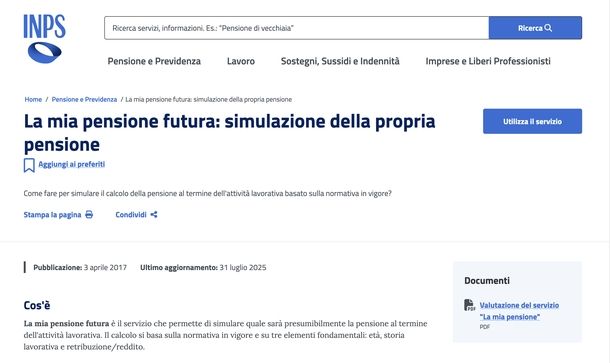 La mia pensione futura INPS