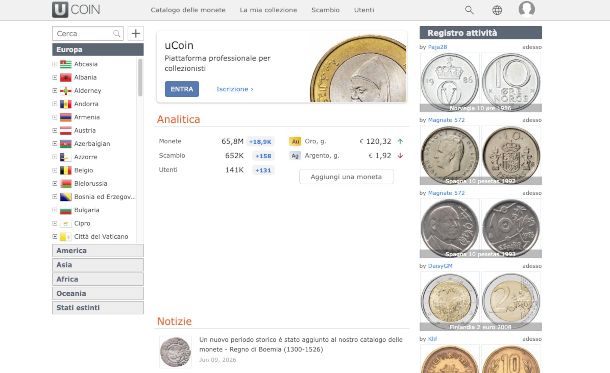 pagina sito uCoin