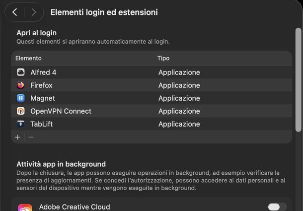 Attivare avvio automatico app macOS