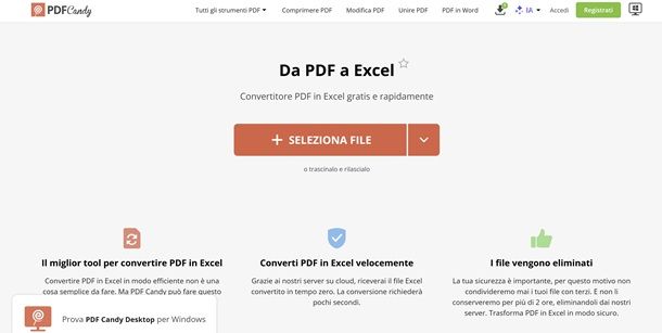 Convertire PDF in Excel