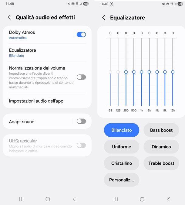 equalizzare suono samsung
