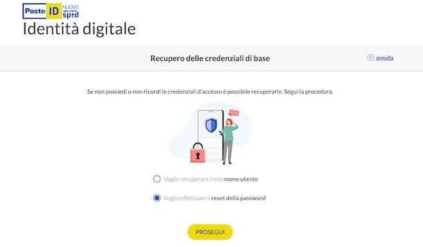 Recuperare password PosteID