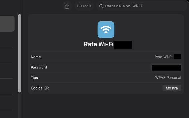 Vedere password WiFi da app Password macOS