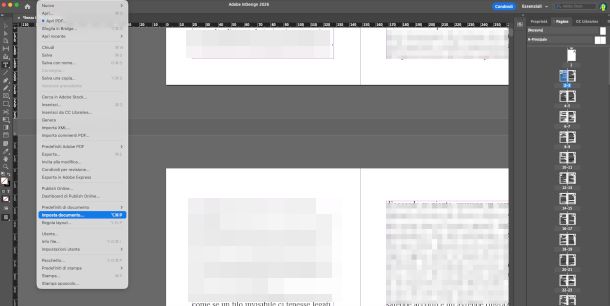 inserimento documento di testo in progetto InDesign