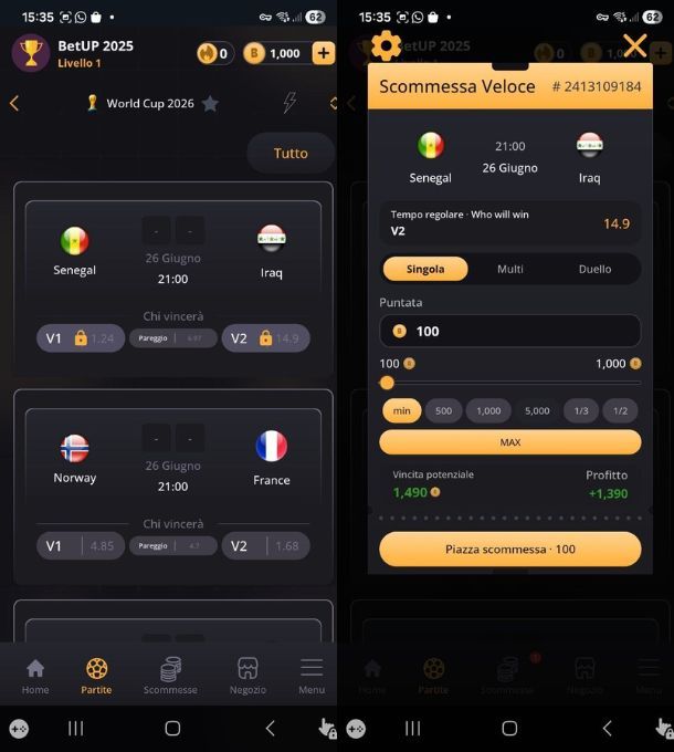 App per scommesse calcio
