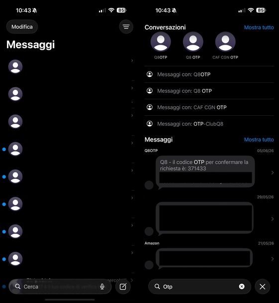 Controllare storico SMS iOS