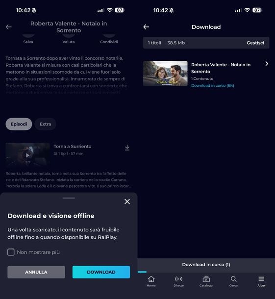 Download contenuti da app RaiPlay