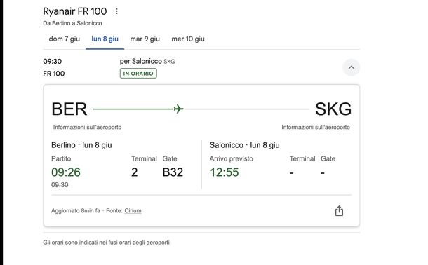 Controllare stato volo Google Voli