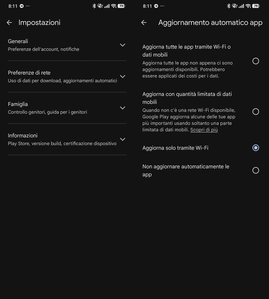 Attivare aggiornamenti automatici app Android