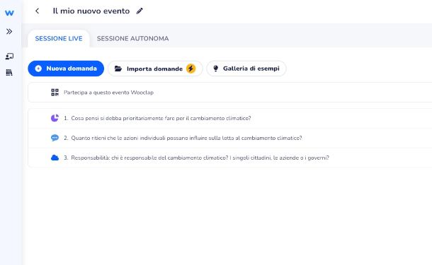 interfaccia Web Wooclap