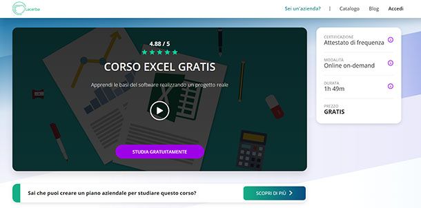 Corso Excel base Lacerba