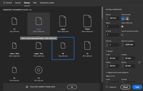 impostazioni progetto InDesign per libro
