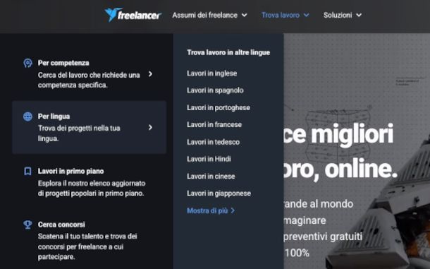 home page sito Freelancer