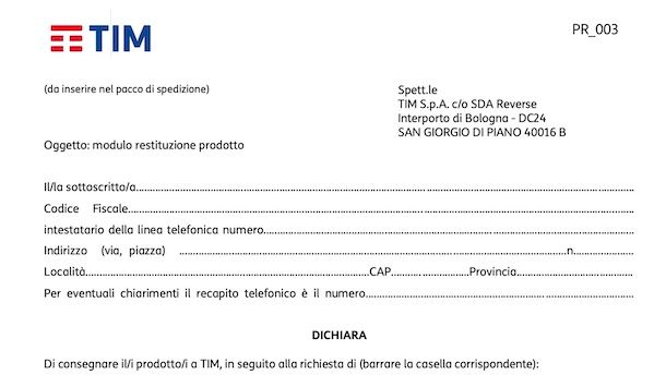 TIM modulo disdetta TIMVISION