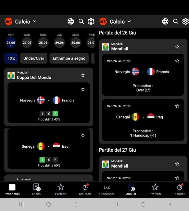 App per scommesse calcio