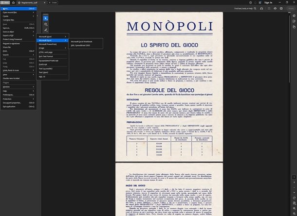 Convertire PDF in Excel