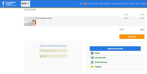 Corso gratuito Excel Accademia Domani
