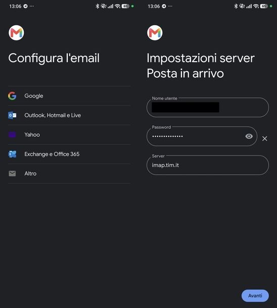 Entrare in Alice Mail da Gmail Android