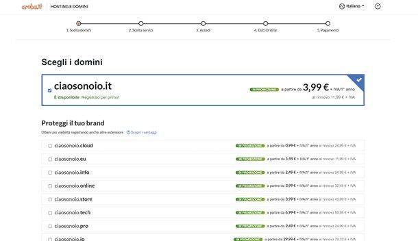 Come comprare dominio Web