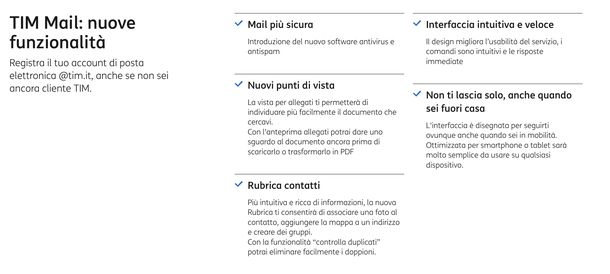 TIM Mail funzionalità