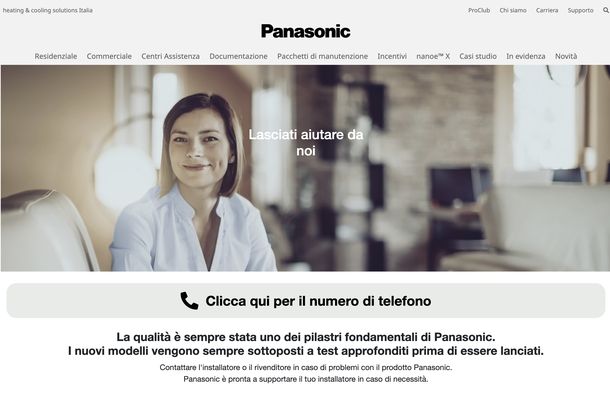 Servizio clienti Panasonic