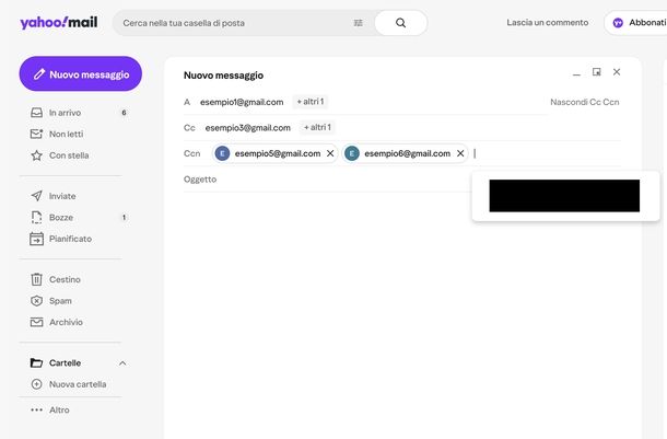 Mandare email multiple Yahoo Mail