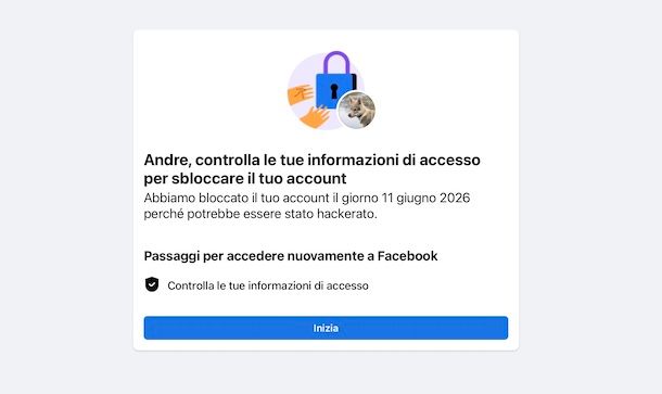 Account Facebook bloccato