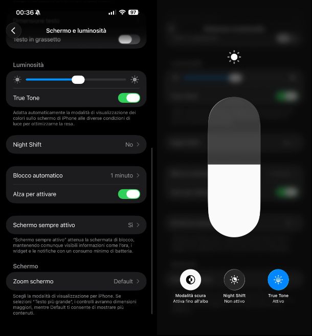 Come regolare luminosità schermo