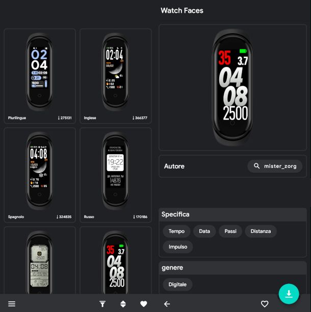 schermate app Mi Band 6 & 7 Watch Faces