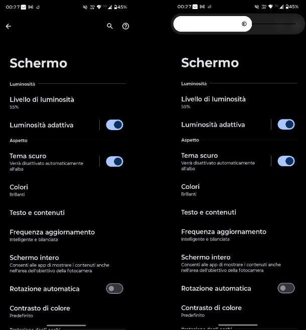 Come regolare luminosità schermo