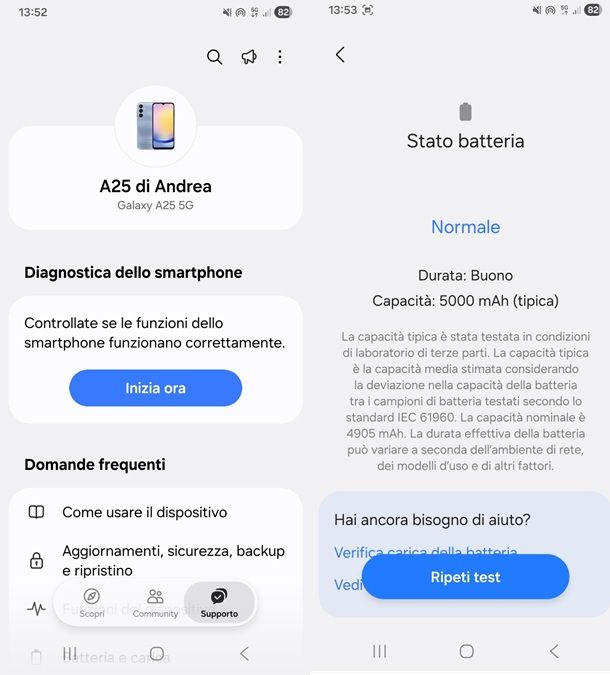 stato batteria android