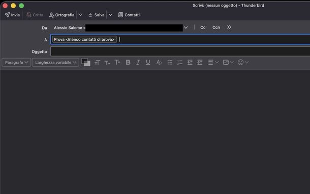 Inviare email a più destinatari Thunderbird