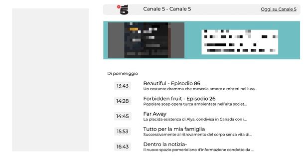 programmi per oggi pomeriggio Canale 5