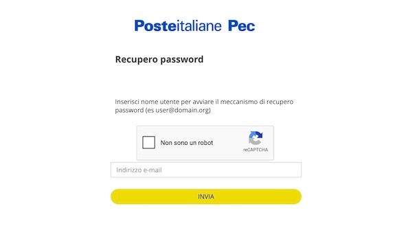 Recuperare password PEC Poste Italiane