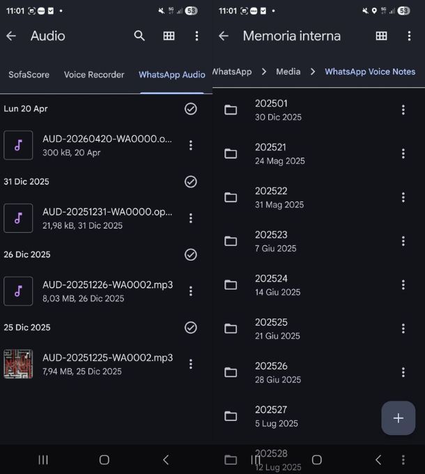 WhatsApp dove salva note audio
