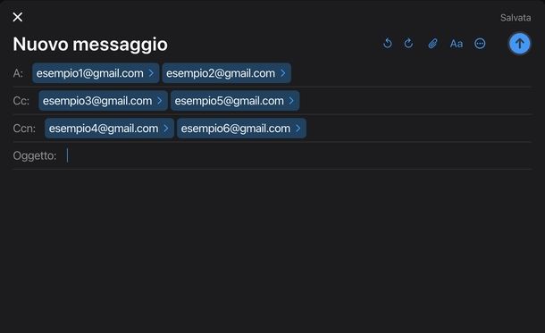 Inviare email a più destinatari iCloud Mail