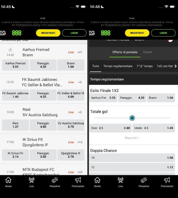 App per scommesse calcio