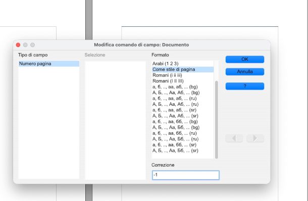 inserimento numero pagine su OpenOffice