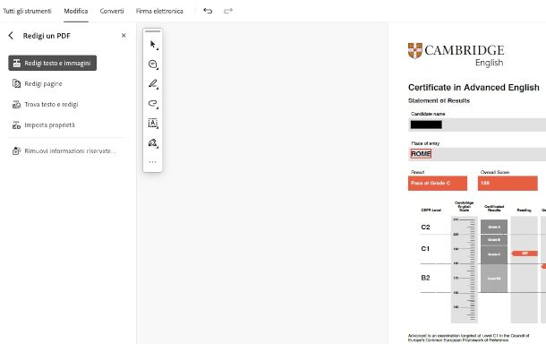 funzione per rimuovere informazioni riservate su Adobe Acrobat