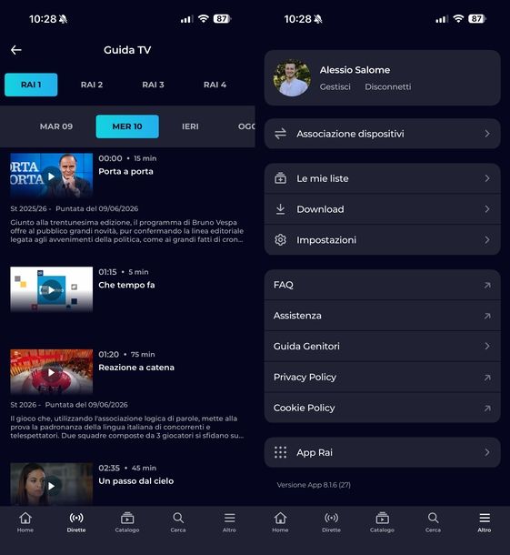 RaiPlay app mobile