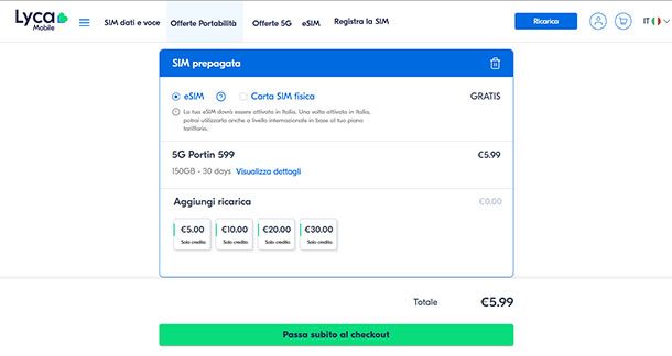 Richiesta SIM Lycamobile