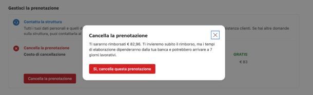 Cancella prenotazione Booking