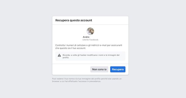 Recuperare account Facebook rubato